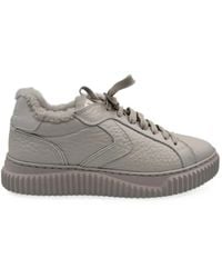 Voile Blanche - Lipari Shearling-Trim Leather Sneakers - Lyst