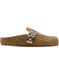 Burberry - Check Suede Urchin Clogs - Lyst