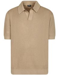 ZEGNA - Waffle-Knit Polo-Collar T-Shirt - Lyst