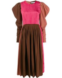 Rejina Pyo Geplooide Jurk - Bruin