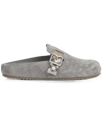 Burberry - Check-Print Buckled Mules - Lyst
