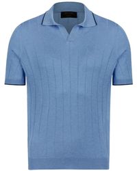 Gran Sasso - Geripptes T-Shirt Mit V-Ausschnitt - Lyst