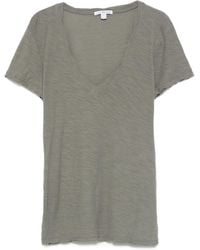 James Perse - T-Shirt Con Scollo A V - Lyst