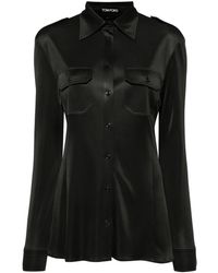 Tom Ford - Shimmey Jersey Military Fitted Shirt - Lyst