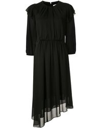 Calvin Klein Vestido midi asimétrico Georgette - Negro