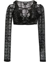 Versace - Mesh-lace Cropped Top - Lyst