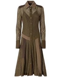 Pinko - Lace Midi Shirt Dress With Inserts - Lyst