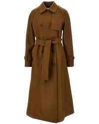 Harris Wharf London - Double-Breasted Belted Trench Coat - Lyst
