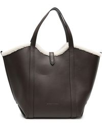 Brunello Cucinelli - Shearling-trim Leather Shopping Tote Bag - Lyst