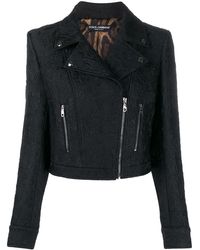 Dolce & Gabbana Cropped-Bikerjacke mit Jacquardmuster - Schwarz