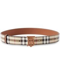 Burberry - Checked Monogram-plaque Leather Belt - Lyst