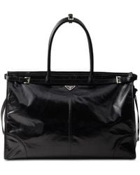 Prada - Bonnie Triangle-Logo Leather Tote Bag - Lyst