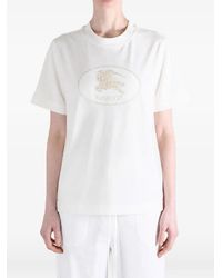 Burberry - Katoenen T-Shirt Met Knight-Stempel - Lyst