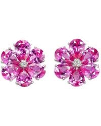 Anabela Chan - Boucles D'Oreilles Marguerite Daisy En Or Blanc 14Ct Et Rhodium Vermeil Serties De Saphir Et De Diamant - Lyst