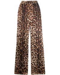 Dolce & Gabbana - Leopard-print Satin Pajama Pants - Lyst
