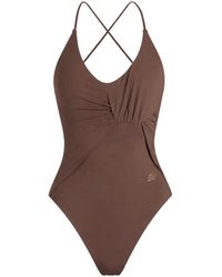 Blumarine - Ruched Crossover-Strap Swimsuit - Lyst
