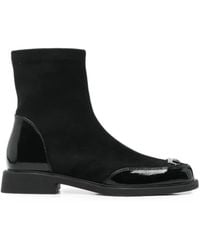 Linda Baumann - Patent-Panelled Buckle-Detail Ankle Boots - Lyst