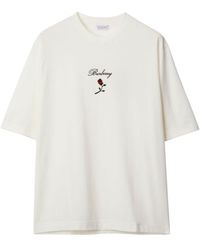 Burberry - T-Shirt mit beflockter Rose - Lyst