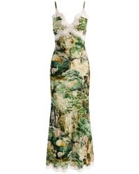 Alice + Olivia - Lace-Trim Landscape-Print Maxi Slip Dress - Lyst
