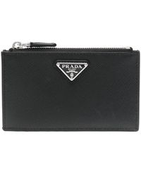 Prada - Enamel Triangle-logo Leather Wallet - Lyst