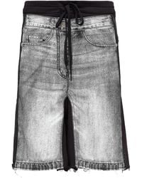 OPEN YY - Denim-Panel Shorts - Lyst