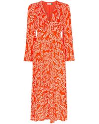 RIXO London Jurk Met Bloemenprint - Rood