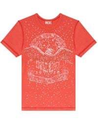 DIESEL - T-Shirt Orné De Cristaux À Imprimé Graphique - Lyst