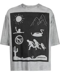 4SDESIGNS - Graphic-Print Mélange-Effect T-Shirt - Lyst