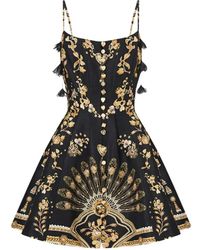CAMILLA - Taurus Rising-Print Crystal-Embellished Corset Mini Dress - Lyst