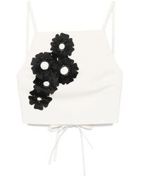 MSGM - Top Con Applicazione A Fiori - Lyst