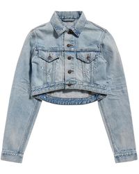 Balenciaga - Cropped Distressed Denim Jacket - Lyst