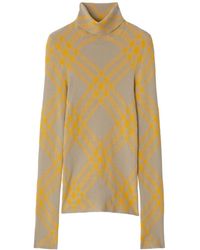 Burberry - Checked Wool-Blend Jumper - Lyst