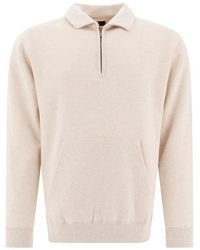 Beams Plus - Sweater Met Halve Rits En Buidelzak - Lyst