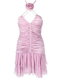 Blumarine - Appliqué Pleated Mini Dress - Lyst