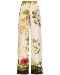 Oscar de la Renta - Dominican Mixed-Floral Wide Leg Pant - Lyst