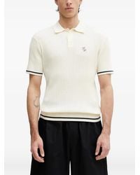 Filling Pieces - Ribbed-Knit Embroidered-Logo Polo Shirt - Lyst