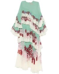 La DoubleJ - Abito A Fiori Con Ruches - Lyst