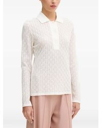 Sisley - Crochet-Knit Long-Sleeve Polo Shirt - Lyst