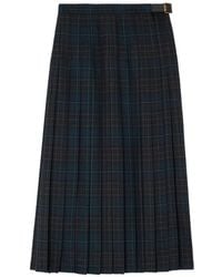 Burberry - Pleated Check Wool-Blend Skirt - Lyst