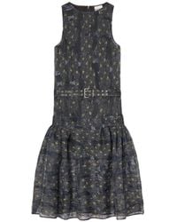 Ganni - Robe-Chemise Ceinturée À Fleurs - Lyst