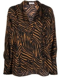 Alberto Biani - Animal-Print Silk Blouse - Lyst