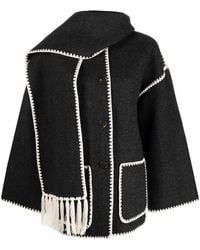 Totême - Scarf-overlay Contrast-trim Relaxed-fit Wool-blend Jacket - Lyst