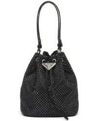 Prada - Mini Satin Crystal-embellished Pouch Bag - Lyst