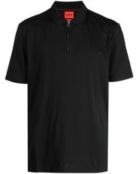 HUGO - Half-zip Cotton Blend Polo Shirt - Lyst