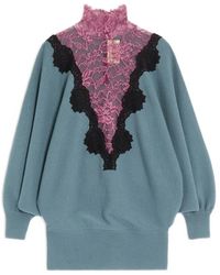 Valentino Garavani - Wool Jumper With Lace - Lyst