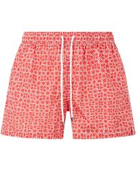Fedeli - Geometric-Pattern Drawstring Swim Shorts - Lyst