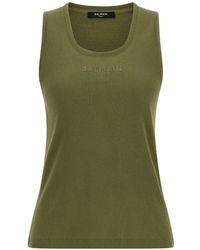 Balmain - Ribbed Logo-Embroidery Tank Top - Lyst