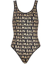 Balmain - Metallic-threaded Logo Swimsuit - Lyst