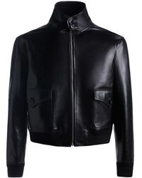 Bally - Cropped Leather Jacket - Lyst