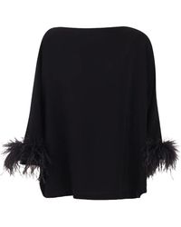 Gianluca Capannolo - Feather-Trim Boat-Neck Blouse - Lyst